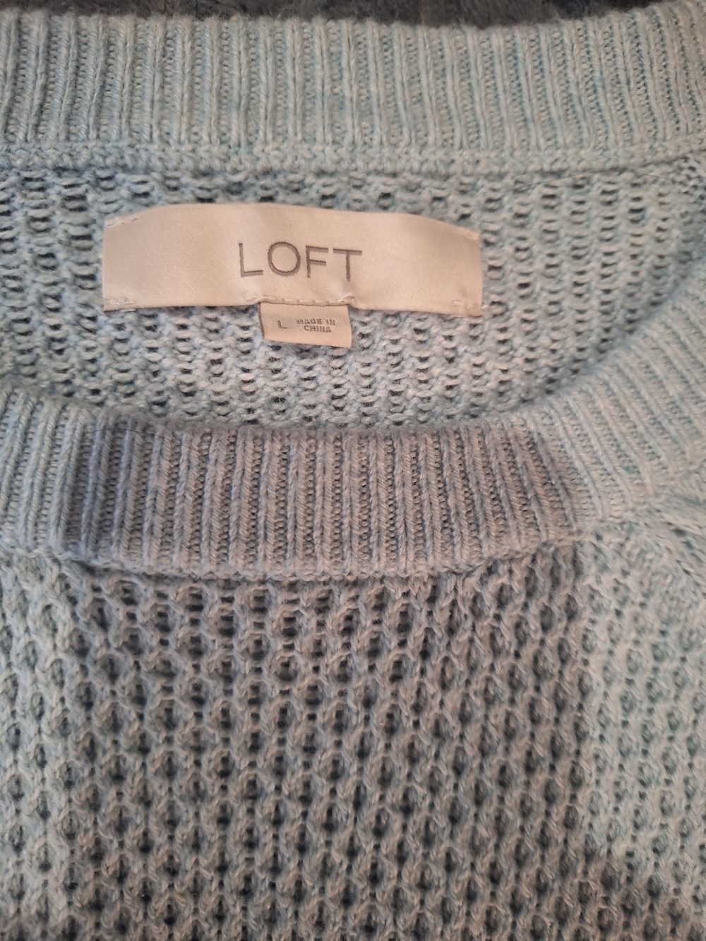 LOFT Light Blue Scoop Neck Knit Sweater